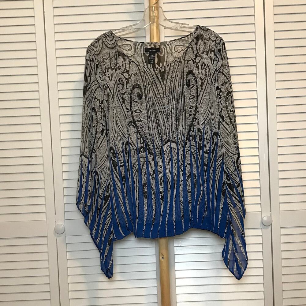Alfani Floral Round Neck Long Sleeve Blouse with Cami Tank L